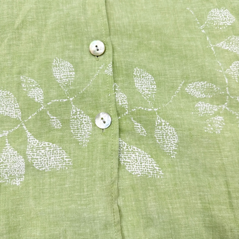 Habitat Tunic Top Womens Size XL Green Floral Linen Blend Lagenlook Mature - Picture 3 of 9